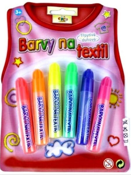 Barvy na textil Třpytivé duhové 6 ks