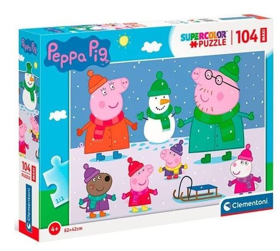 CLEMENTONI Puzzle Prasátko Peppa: Zima MAXI 104 dílků - 23752