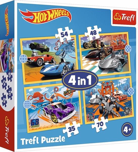 TREFL Puzzle Autíčka Hot Wheels 4v1 (35,48,54,70 dílků) - 34627