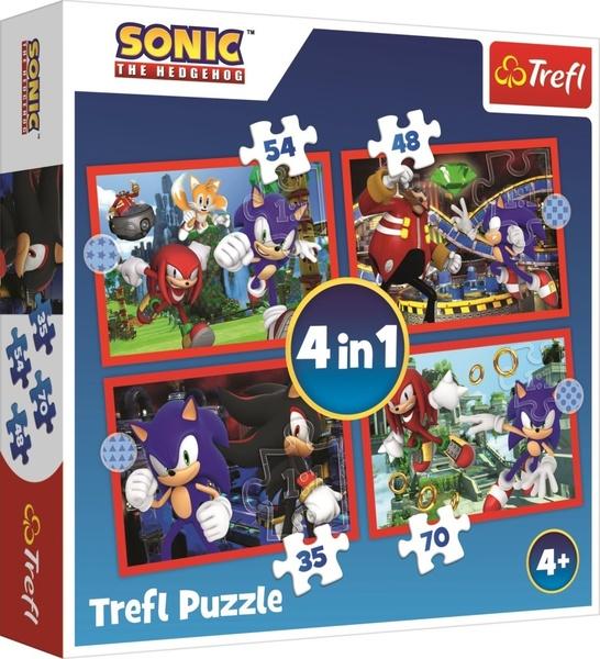 TREFL Puzzle Sonic: Dobrodružná jízda 4v1 (35,48,54,70 dílků) - 34625
