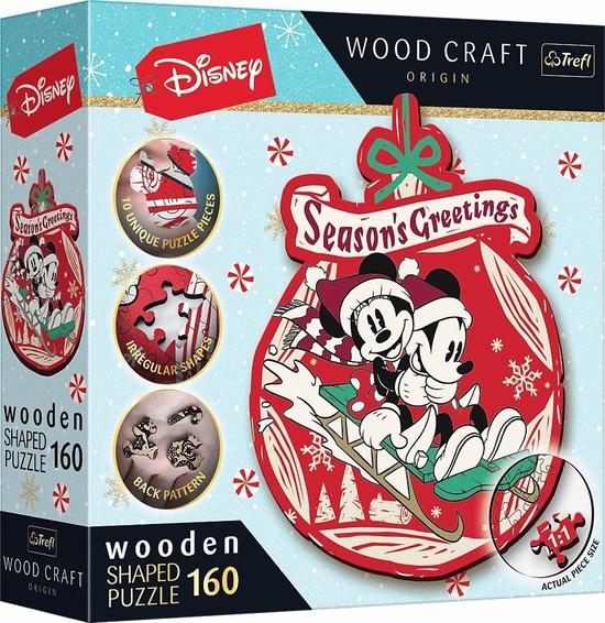 TREFL Wood Craft Origin puzzle Vánoční dobrodrušství Mickeyho a Minnie 160 dílků - 20192