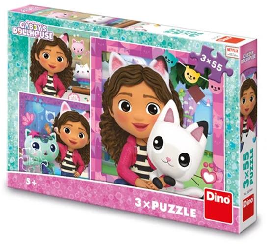 DINO Puzzle Gábinin kouzelný domek: Gábi a kamarádi 3x55 dílků - 335400