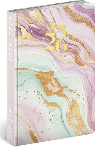Spirálový 18měsíční diář Petito Růžový mramor 2025/2026