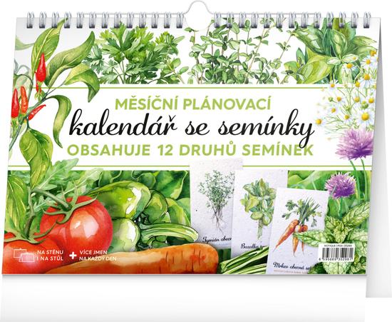 Měsíční plánovací kalendář se semínky 2026 - stolní kalendář