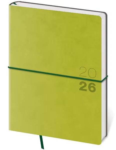 Týdenní diář 2026 B6 Flexio zelený s gumičkou