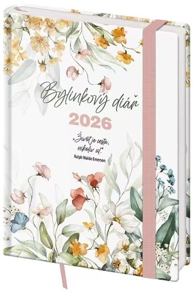 Týdenní diář 2026 B6 Bylinkový Flowers s gumičkou