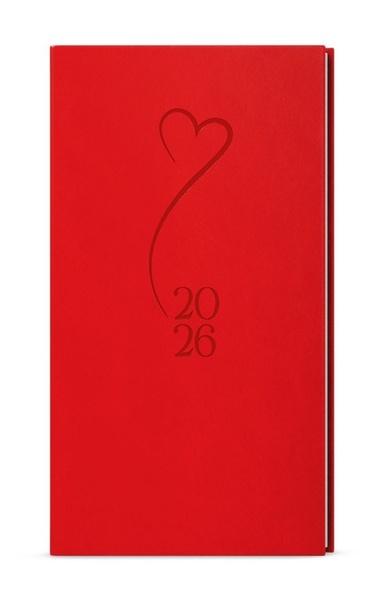 Týdenní diář 2026 Jakub Vivella s ražbou kapesní červená Srdce
