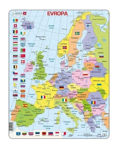 Puzzle Evropa politická mapa 48 dílků