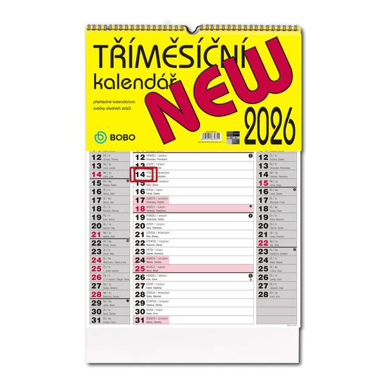 New 2026  nástěnný kalendář