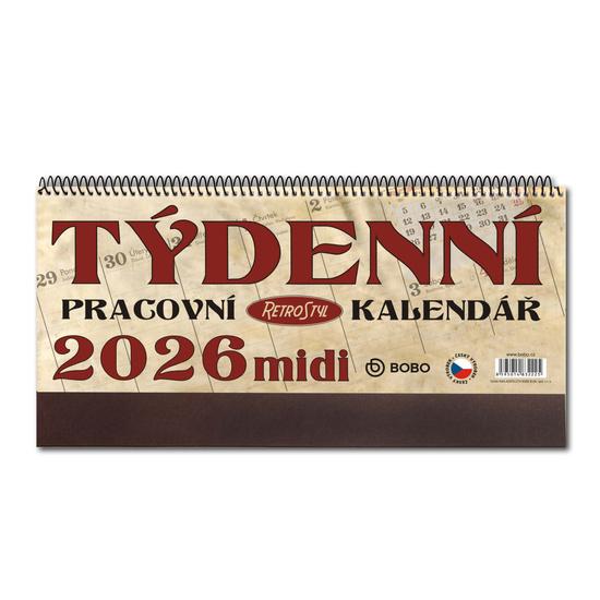 Pracovní kalendář 2026 Retro Midi - stolní kalendář