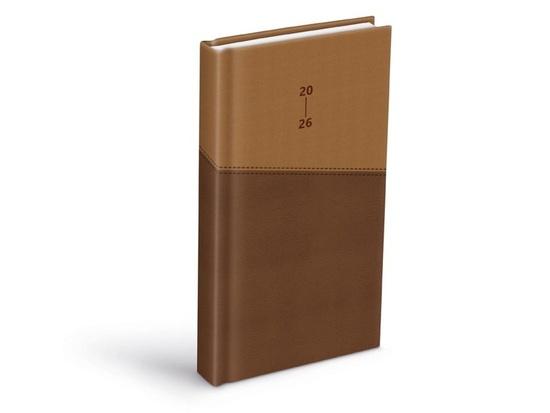 Diář 2026 D802 PU dark brown/beige 90x170mm