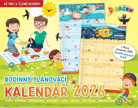 Dráčkův nástěnný rodinný plánovací kalendář 2026 - nástěnný kalendář