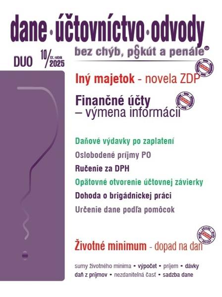 DUO 10/2025 – Dane, účtovníctvo, odvody bez chýb, pokút a penále
