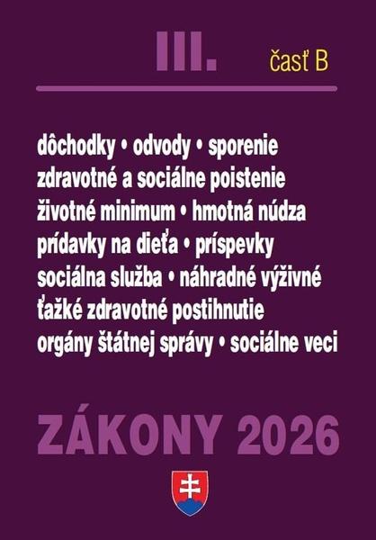 Zákony III B 2026 Sociálne zabezpečenie a príspevky - 9788081622977