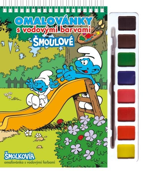 Omalovánky s vodovými barvami a štětcem Šmoulové 2