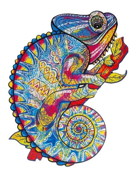 Dřevěné puzzle Chameleon