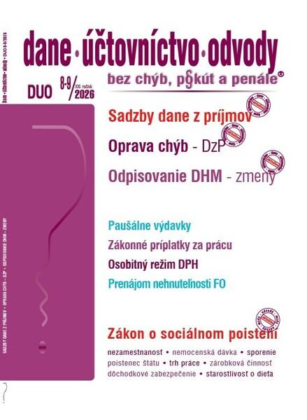 DUO 8-9/2026 sk – Dane, účtovníctvo, odvody bez chýb, pokút a penále