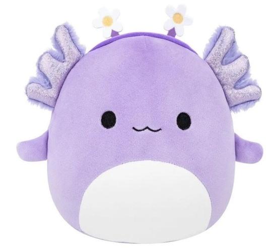 Squishmallows Fialový axolotl s čelenkou Monica
