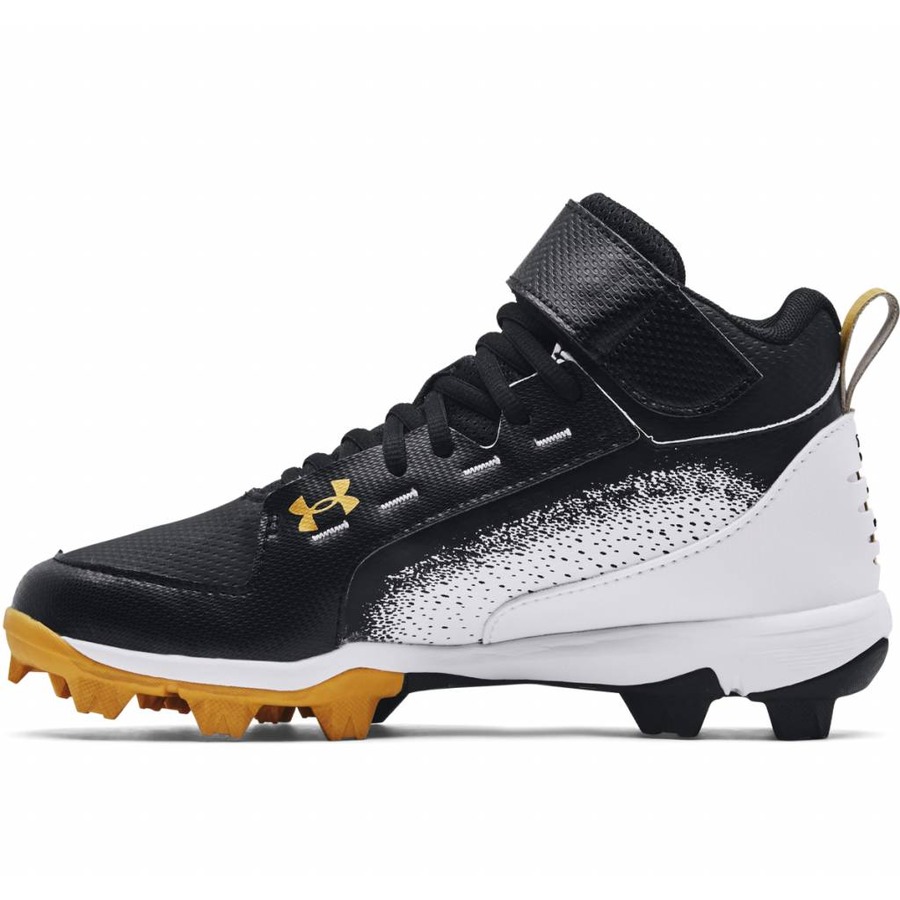 Crampons Under Armour Harper 3 Mid RM JR – Noir/blanc, Pointure 4.5, Jeune