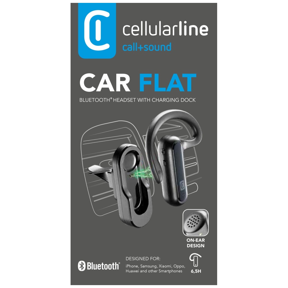 Bluetooth headset Cellularline CAR FLAT včetně nabíjecí základny do